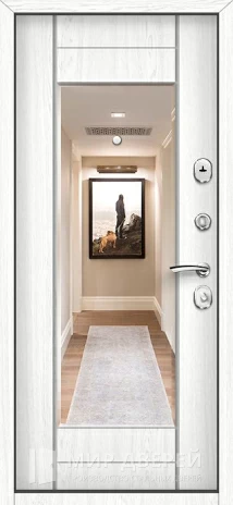 Фото 2 «Белая входная дверь в квартиру с зеркалом №71»