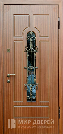 Фото «Входная дверь с ковкой и стеклом №19»