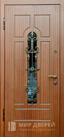 Фото 2 «Входная дверь с ковкой и стеклом №19»